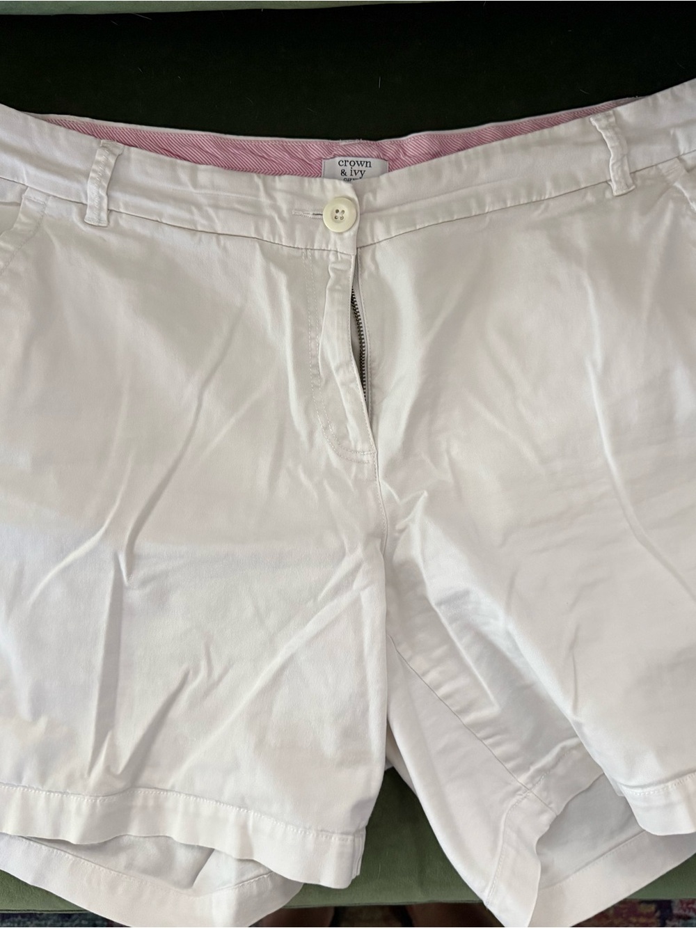 crown & ivy White Women’s Casual Chino Shorts